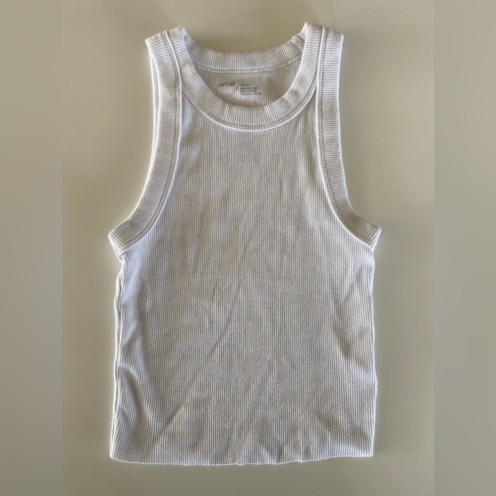 White Ribbed Tank Top